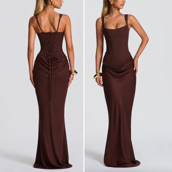 babyboo Dresses & Skirts - BABYBOO Cornelia Maxi Dress in Plum Brown